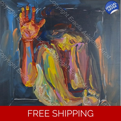 Colourful figurative nude in a box 954